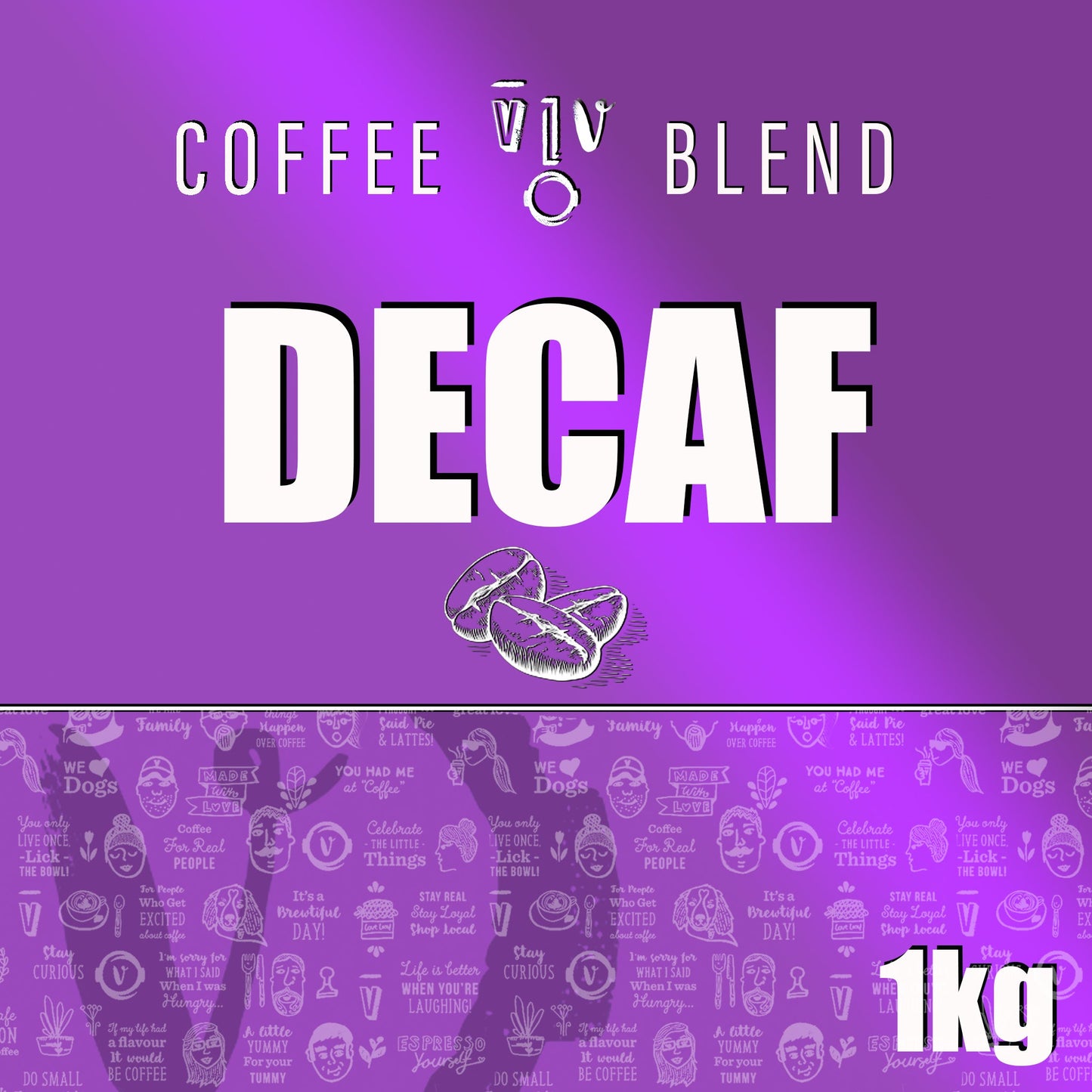 1kg DECAF Beans | Resealable KRAFT Pouch (VC)
