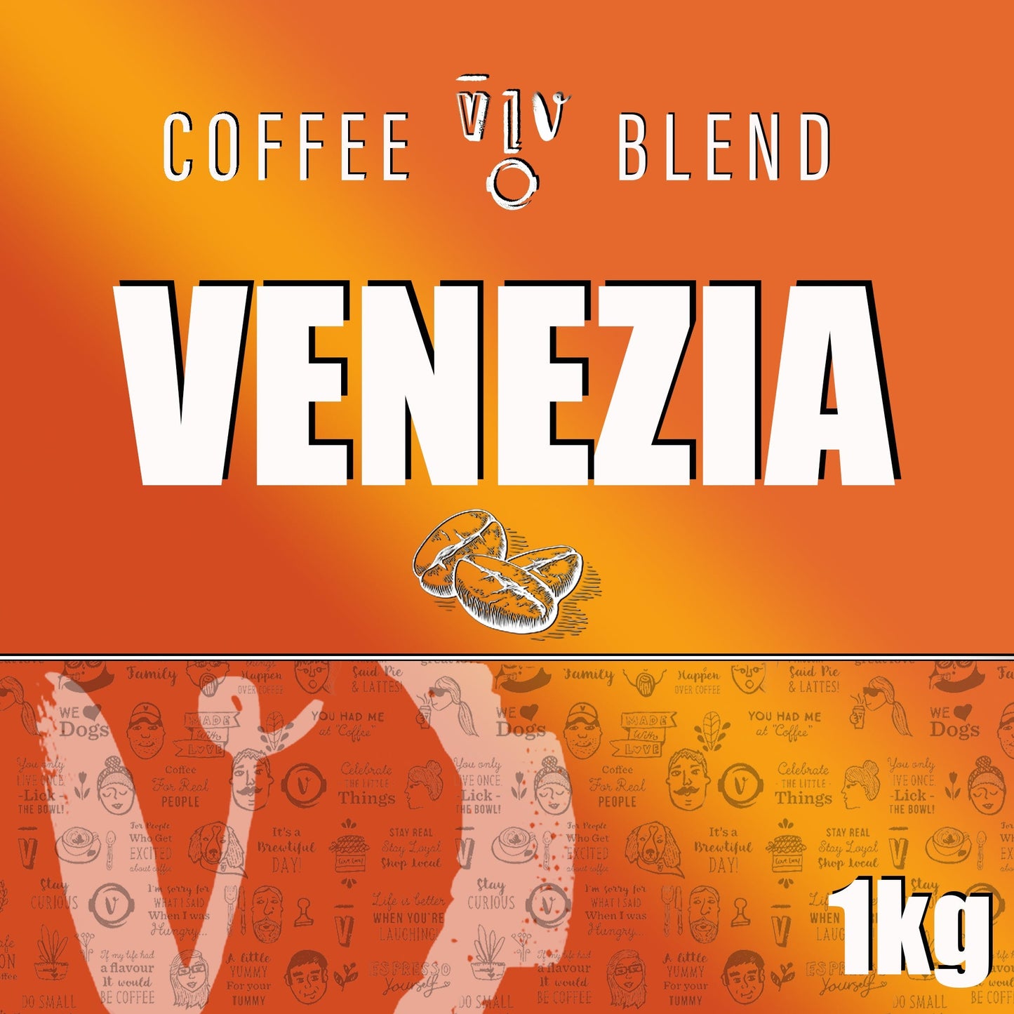 1kg VENEZIA Beans | Resealable KRAFT Pouch (VC)
