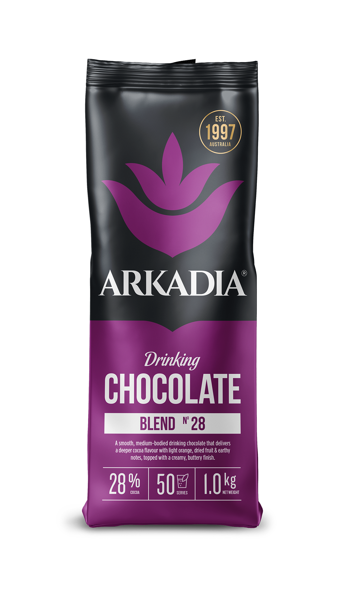 Drinking Chocolate 28% Cocoa | 1kg Foil Bag | ARKADIA