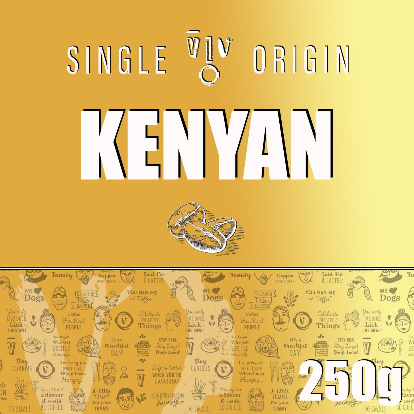 250g KENYAN Beans | Resealable White Pouch (VC) Whole Bean