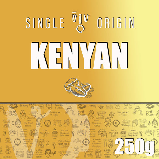 250g KENYAN Beans | Resealable White Pouch (VC) Whole Bean