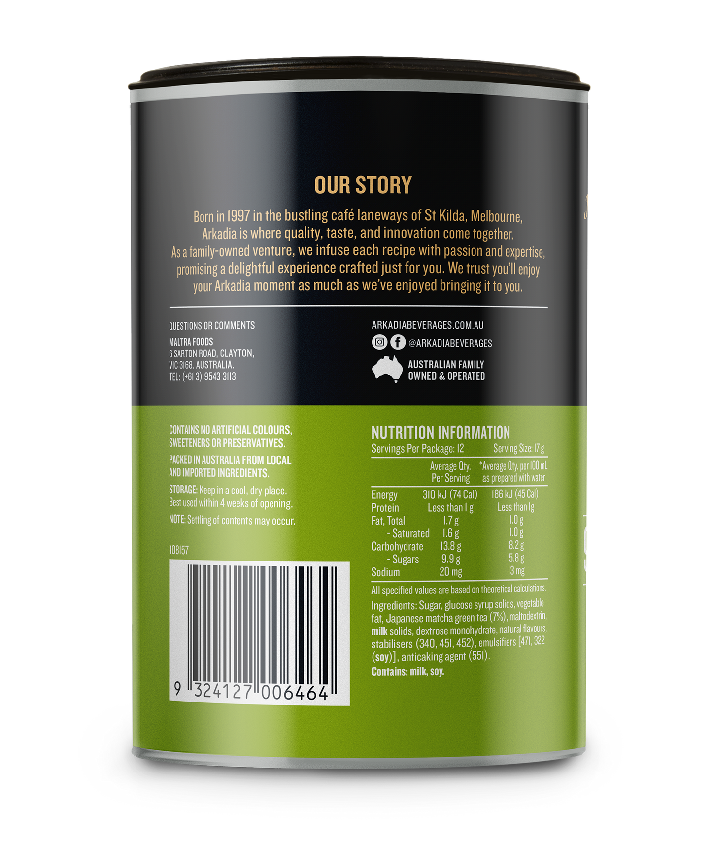 Arkadia Matcha Strawberry | 220g Tub