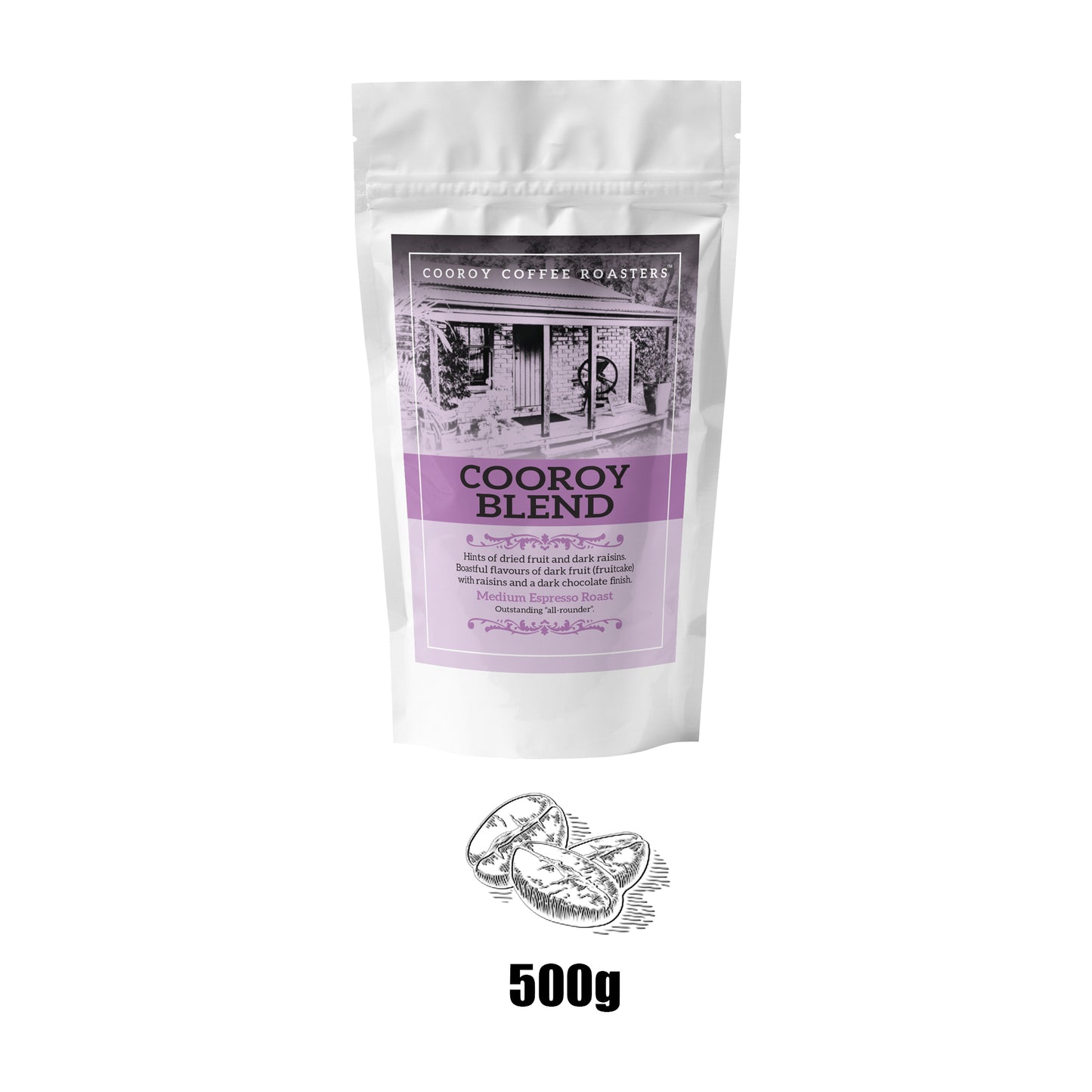 Cooroy Blend Beans & Grinds | Resealable White Bag