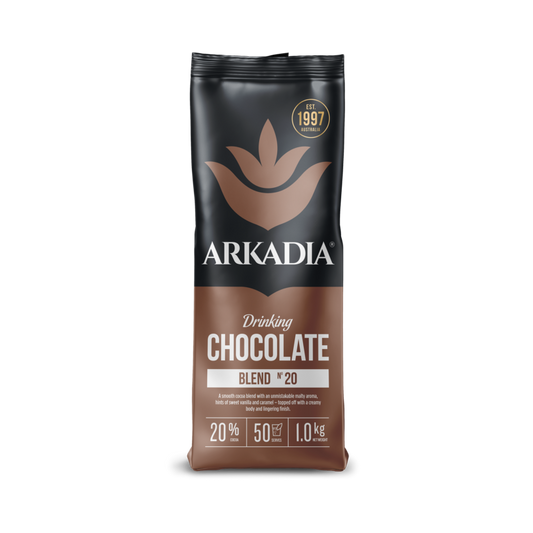 Drinking Chocolate 20% Cocoa (Cappuccino Powder) | 3 x 1kg Foil Bag | ARKADIA