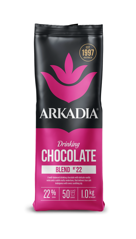 Drinking Chocolate 22% Cocoa VEGAN/RFA/GF | 1kg Foil Bag | ARKADIA